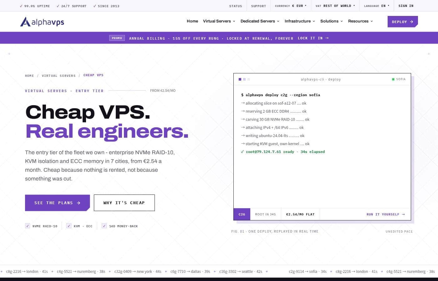 Captura da página de preços do AlphaVPS