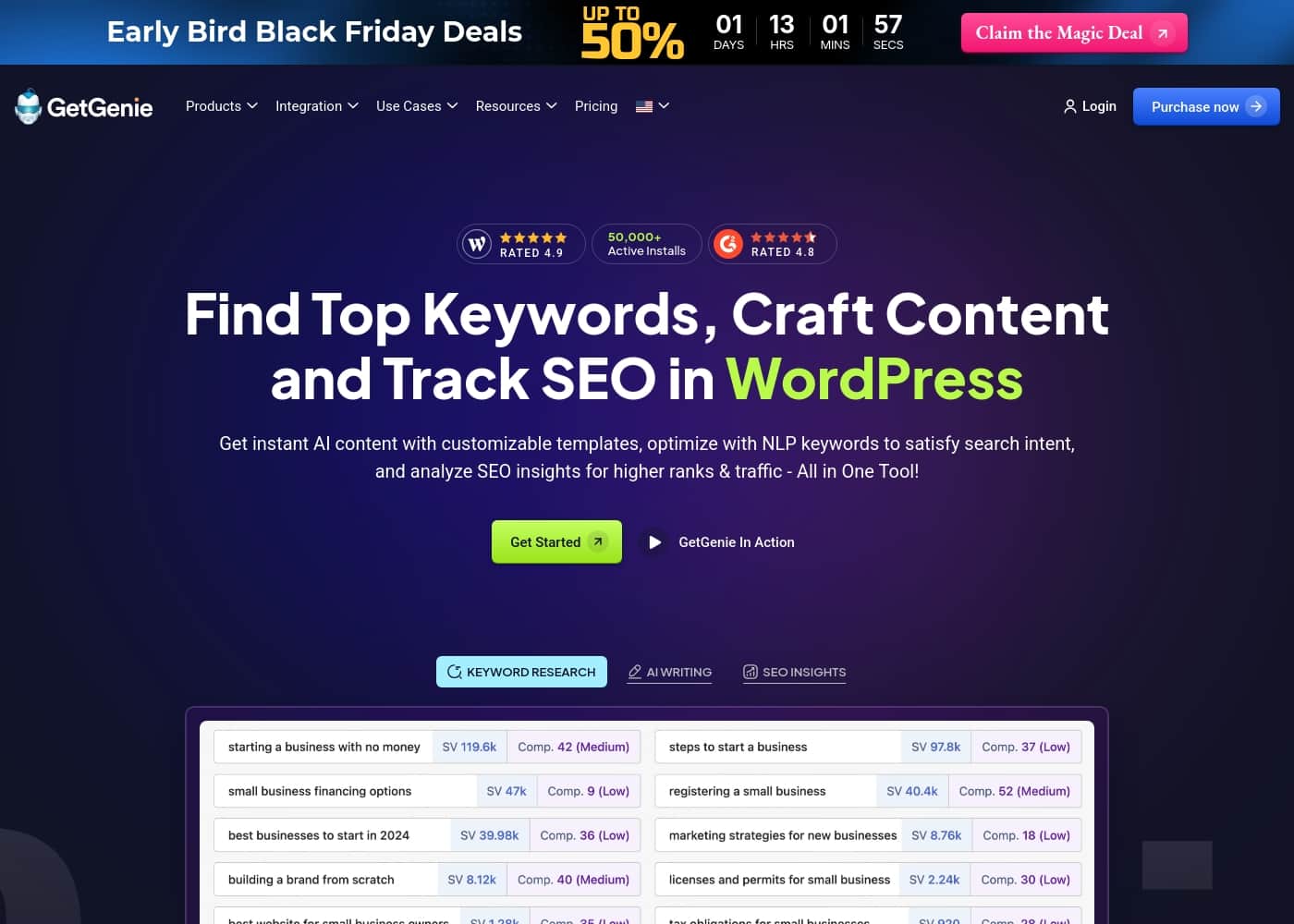 GetGenie homepage screenshot