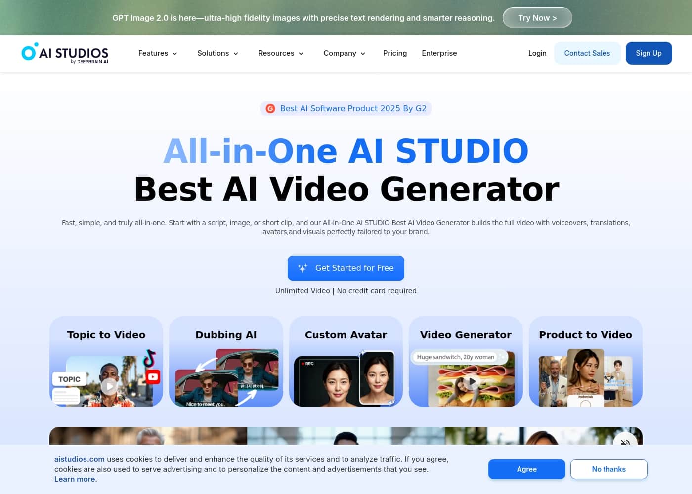 DeepBrain AI homepage screenshot