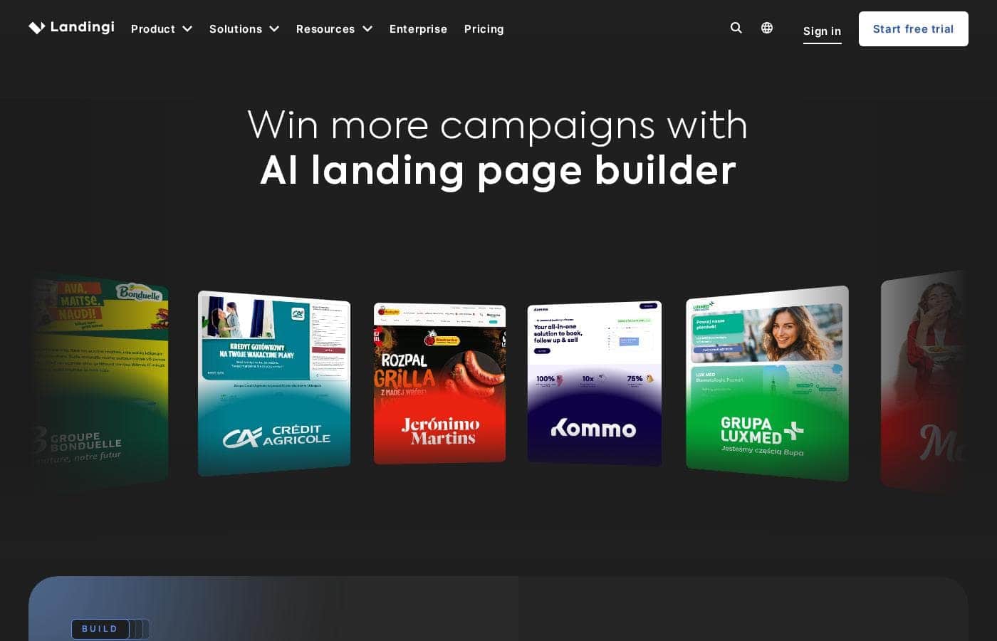 Landingi homepage screenshot