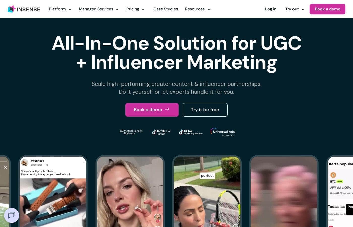 Insense Homepage-Screenshot