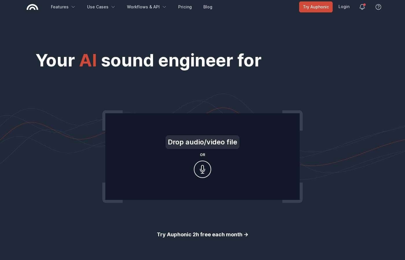 Auphonic 홈페이지 스크린샷