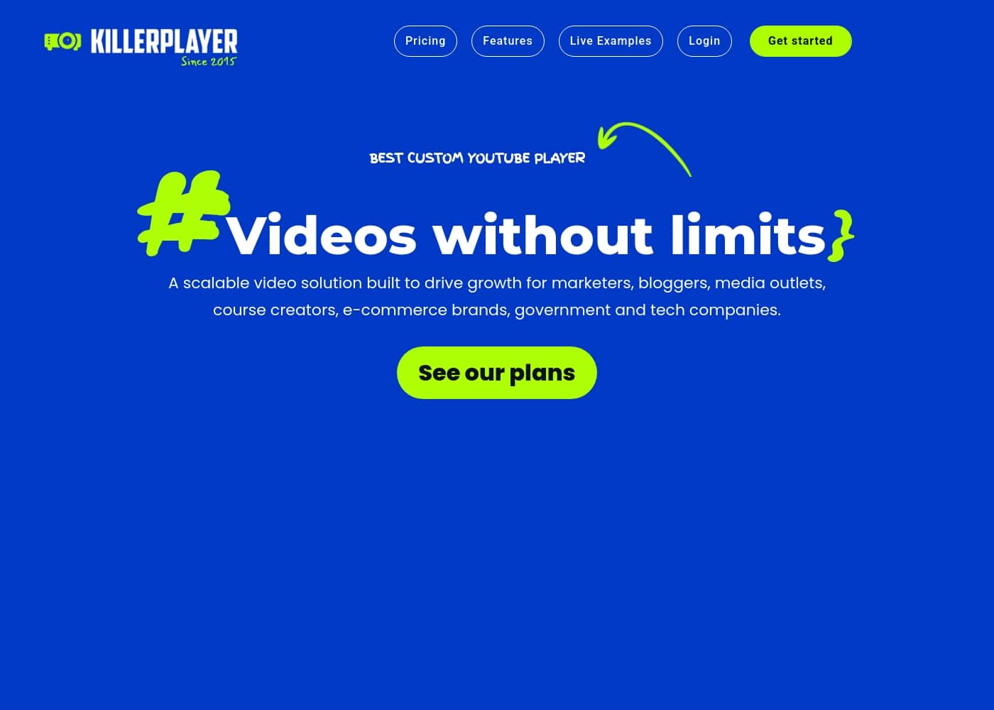 KillerPlayer homepage screenshot