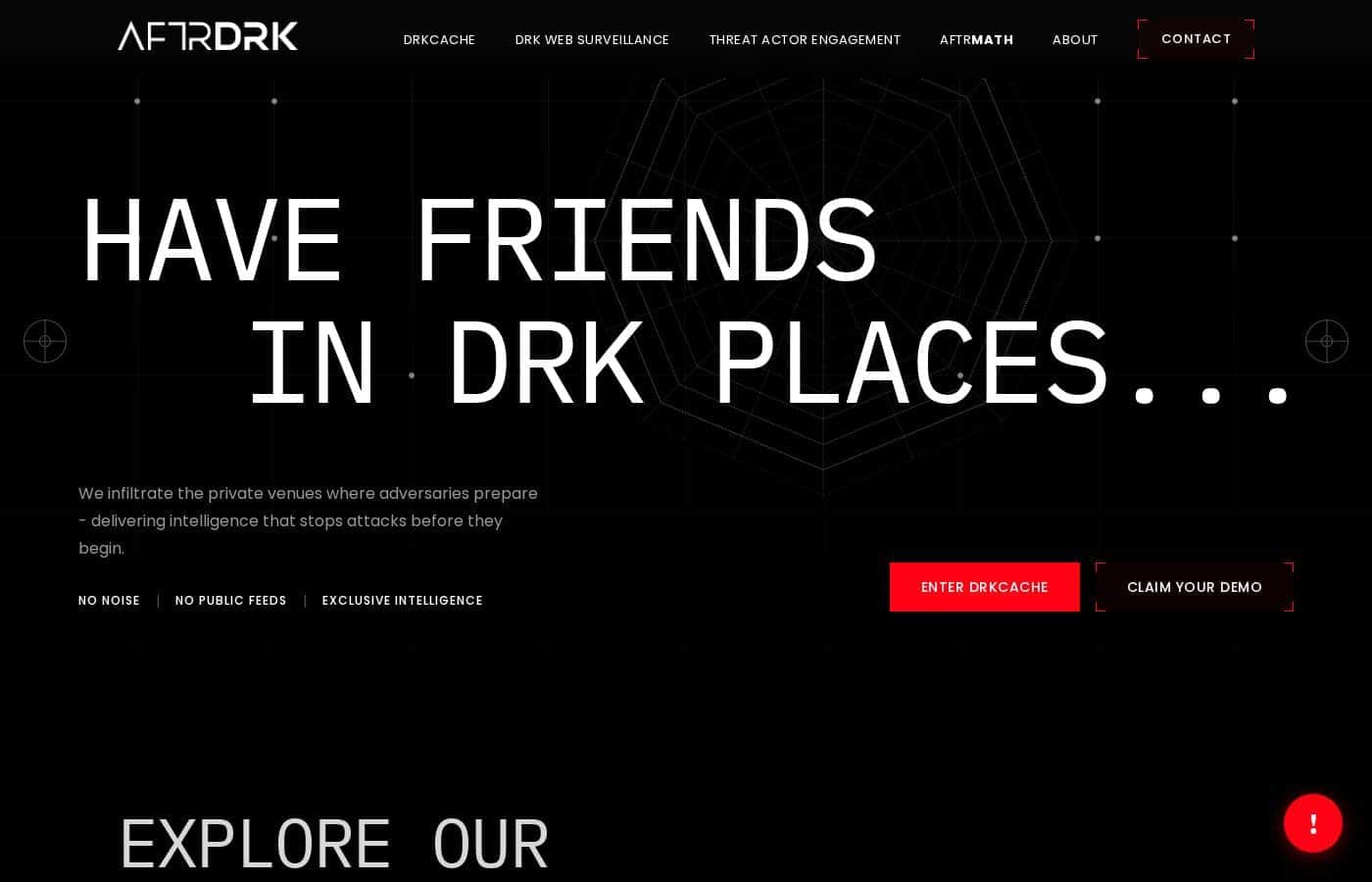 AFTRDRK homepage screenshot