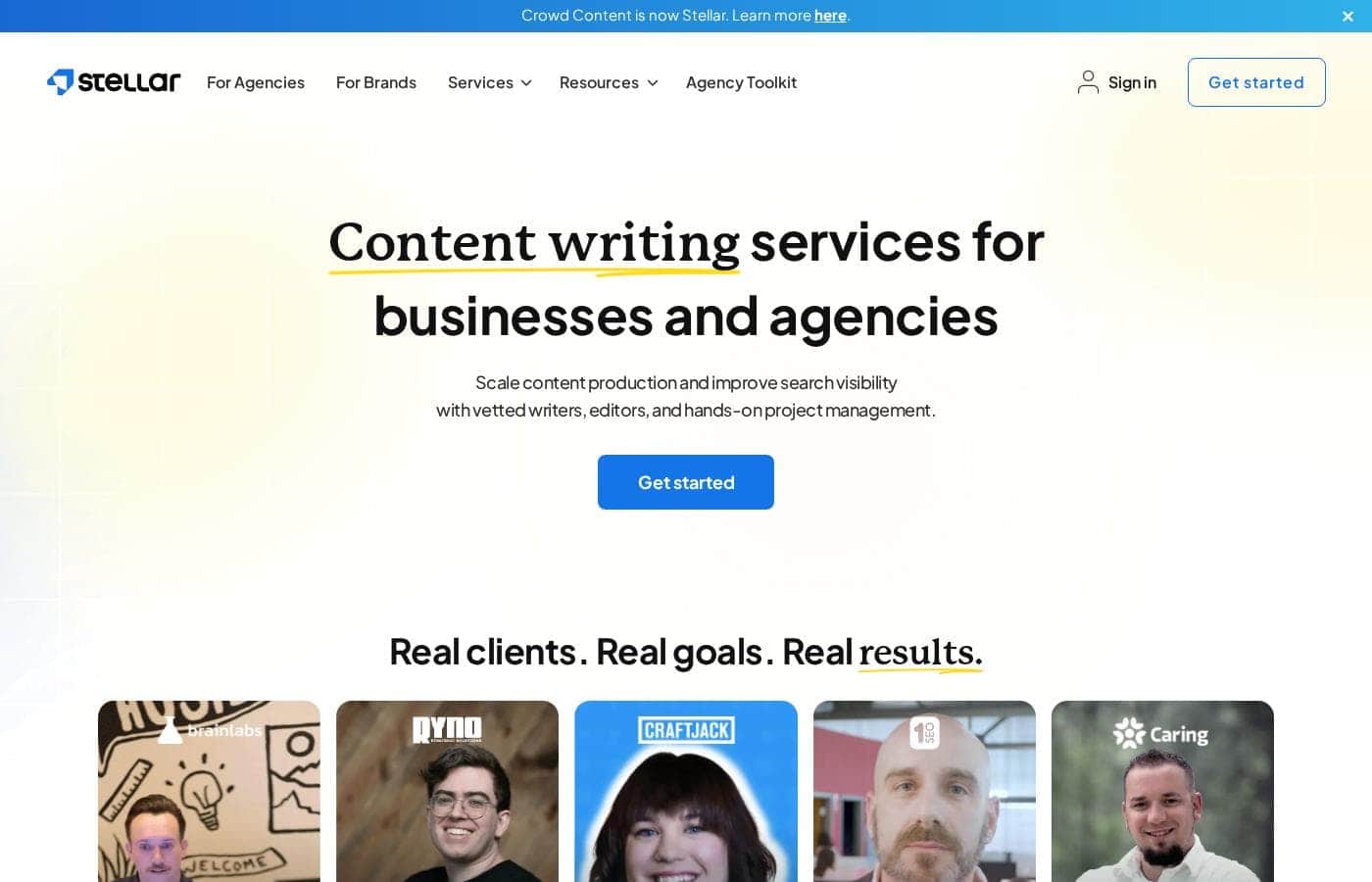 CrowdContent homepage screenshot