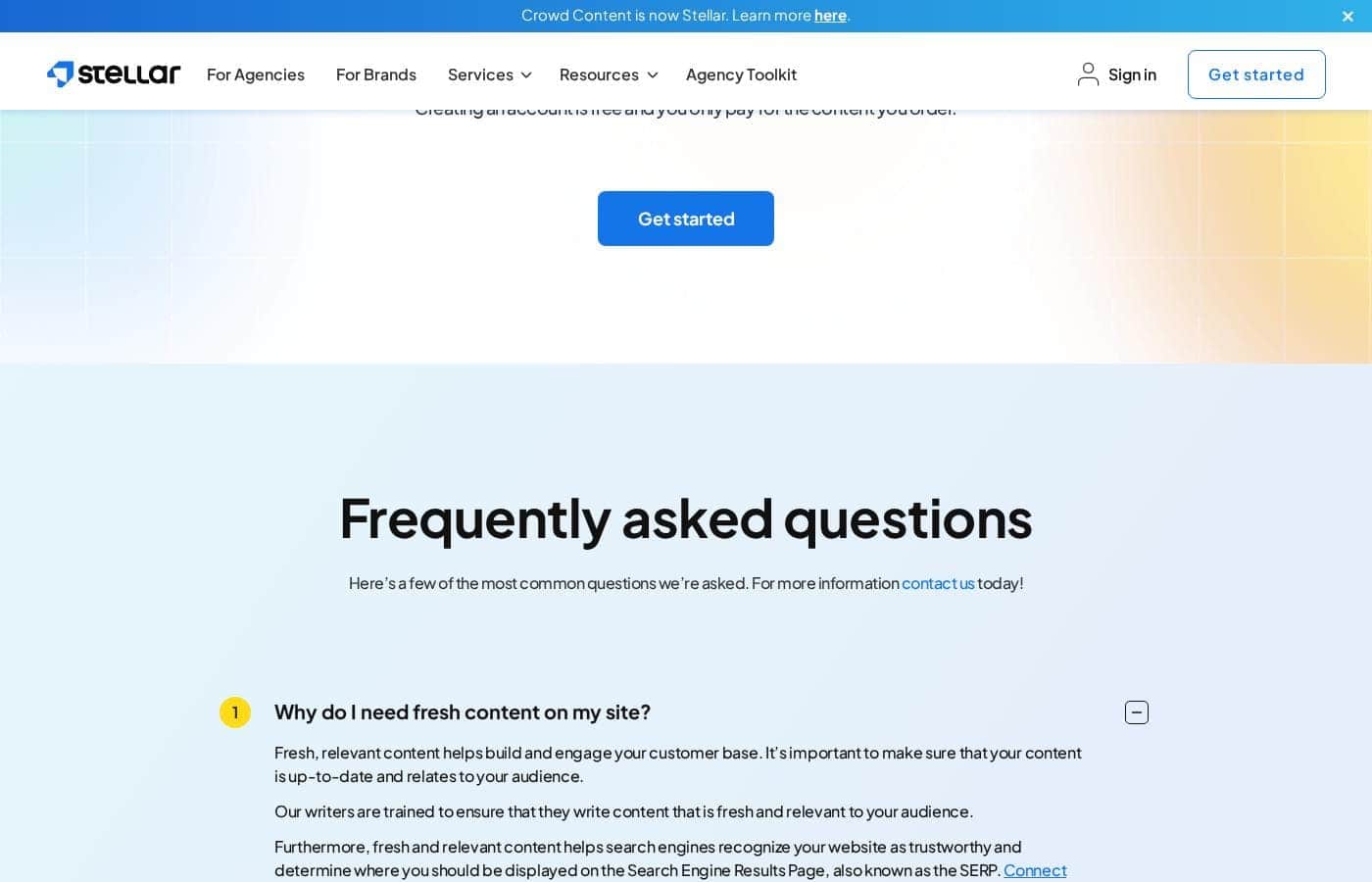 CrowdContent pricing page screenshot