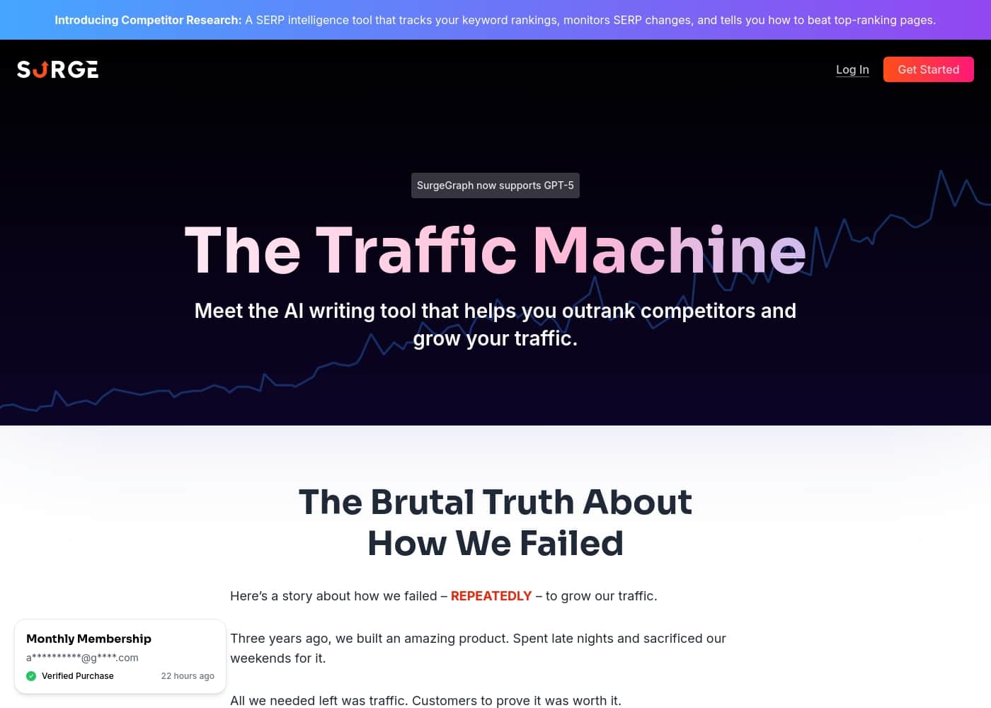 SurgeGraph homepage screenshot