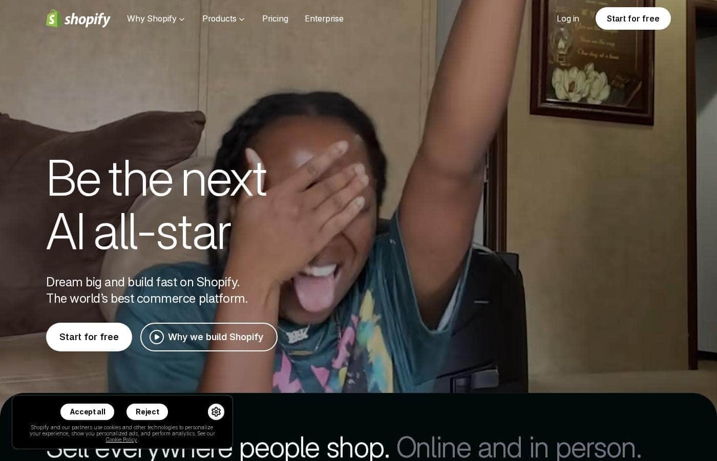 Shopify homepage screenshot