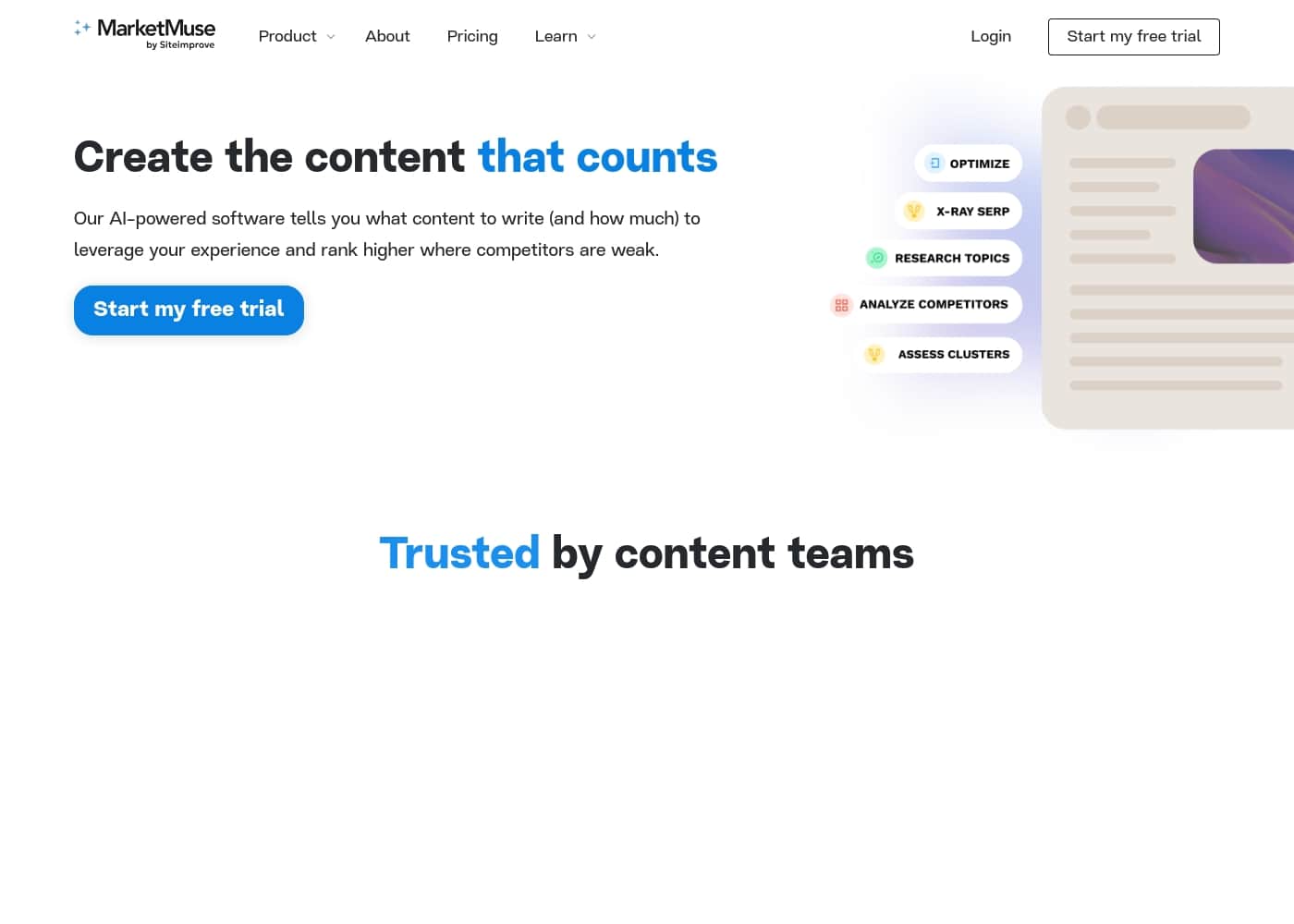 MarketMuse homepage screenshot