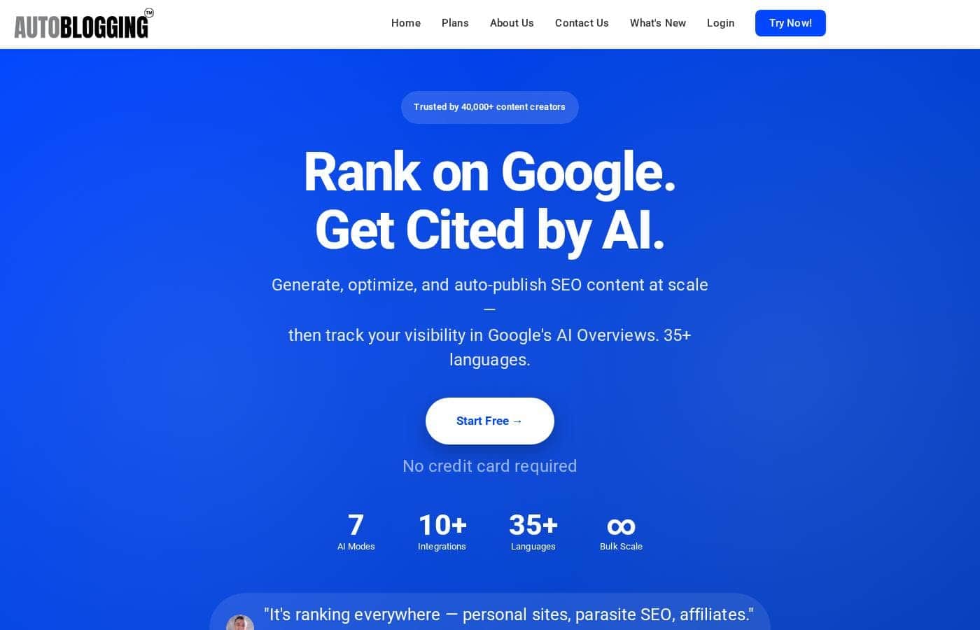 Autoblogging.ai homepage screenshot
