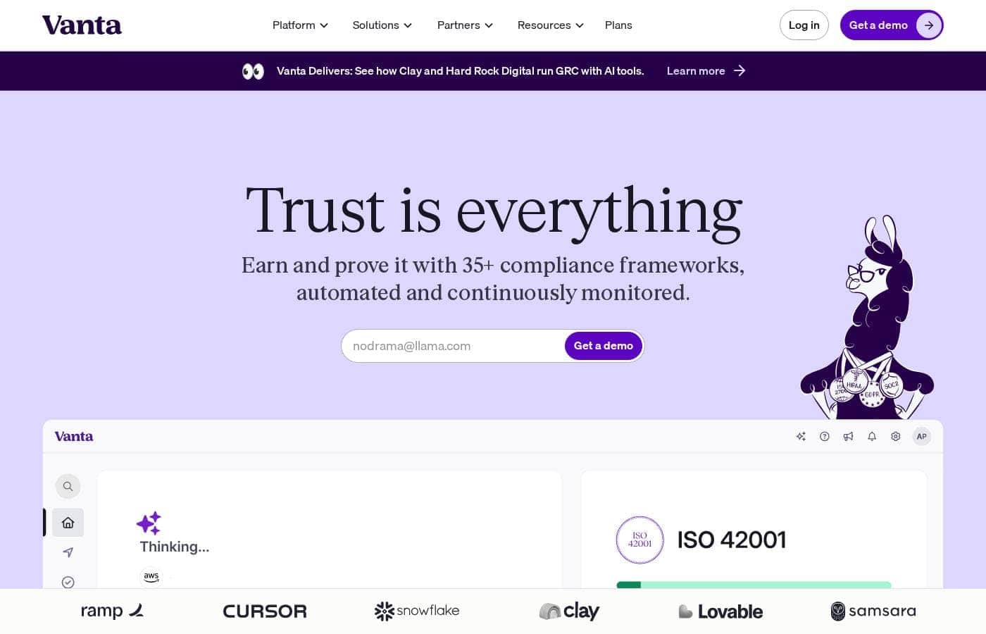 Vanta homepage screenshot