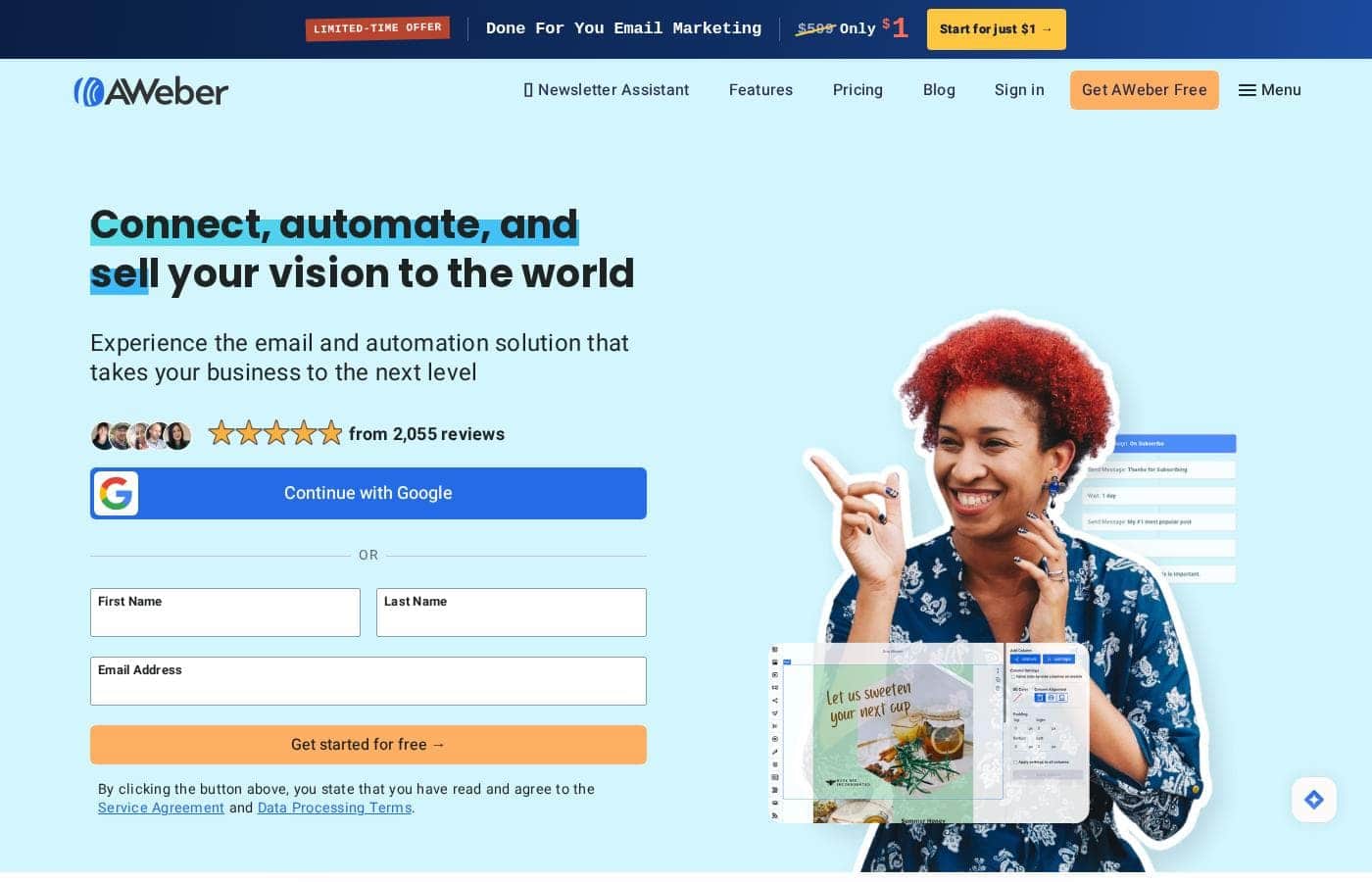Aweber Homepage-Screenshot