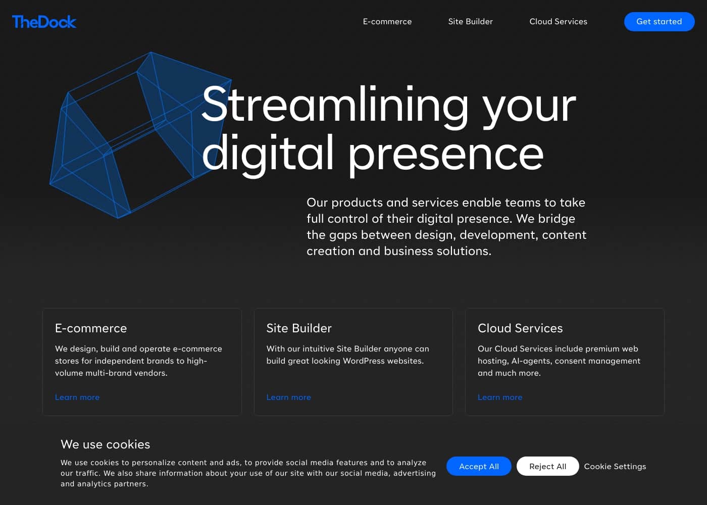 TheDock homepage screenshot