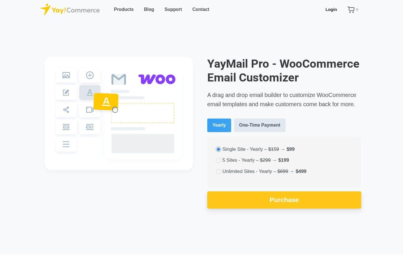 Yaymail pricing page screenshot