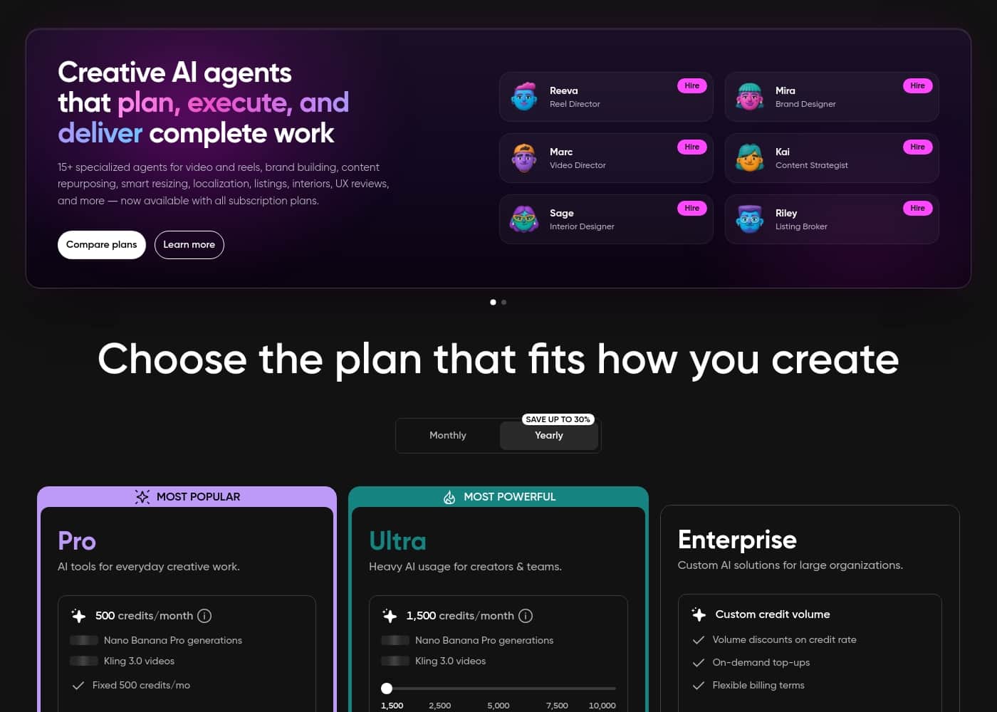 Picsart pricing page screenshot