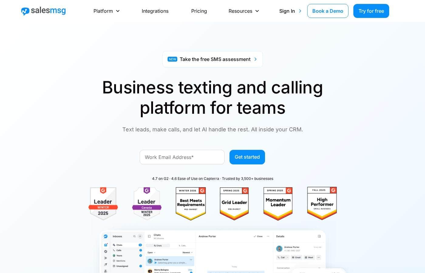 Salesmsg homepage screenshot