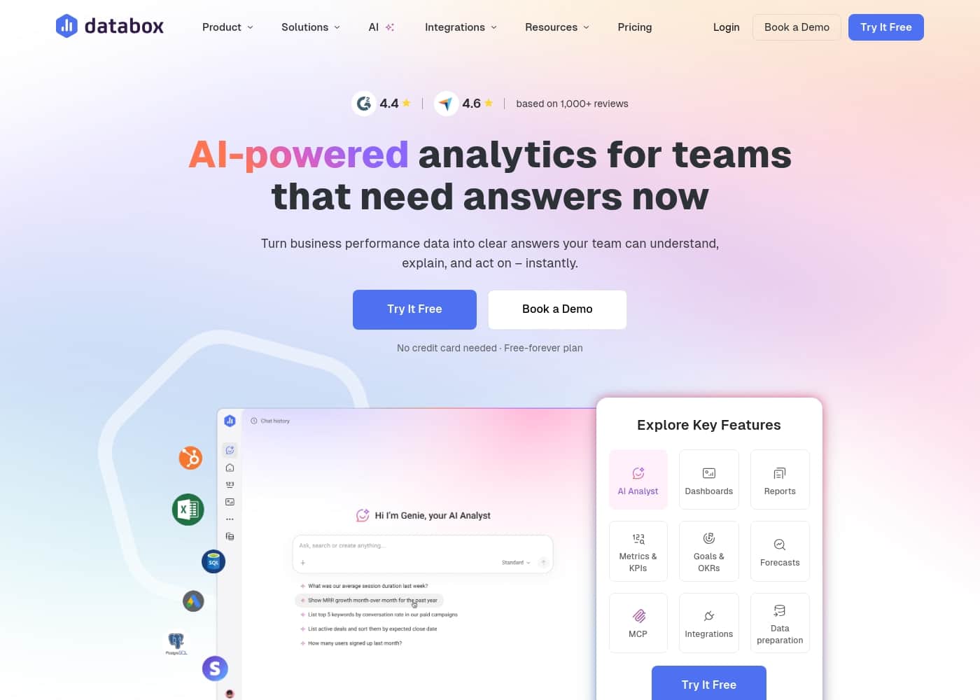 Databox homepage screenshot