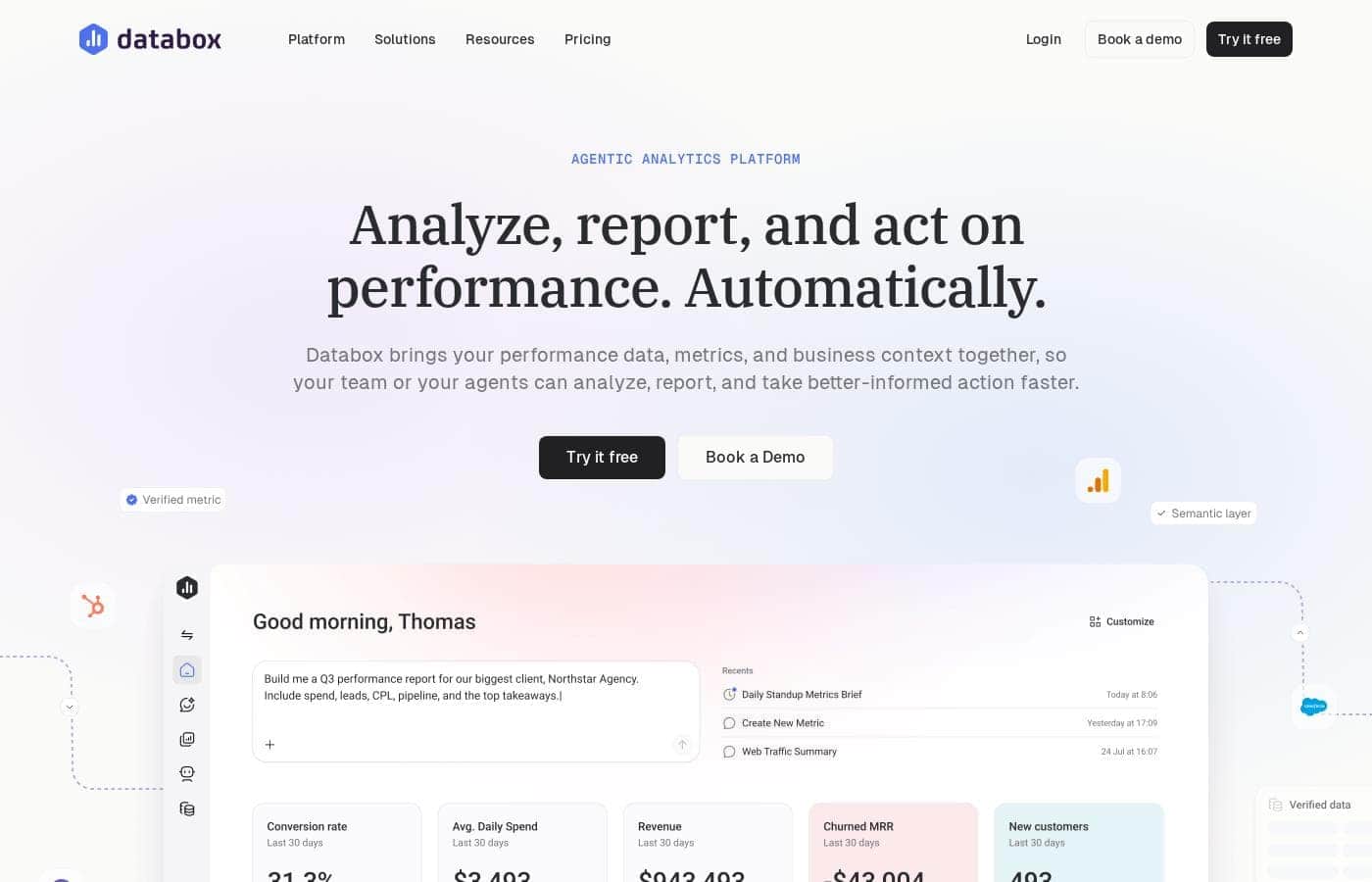 Databox homepage screenshot