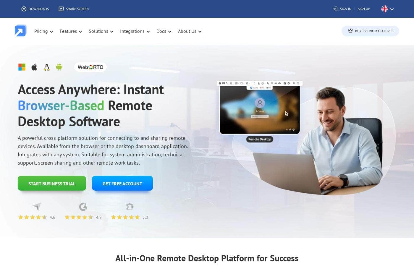Getscreen.me homepage screenshot