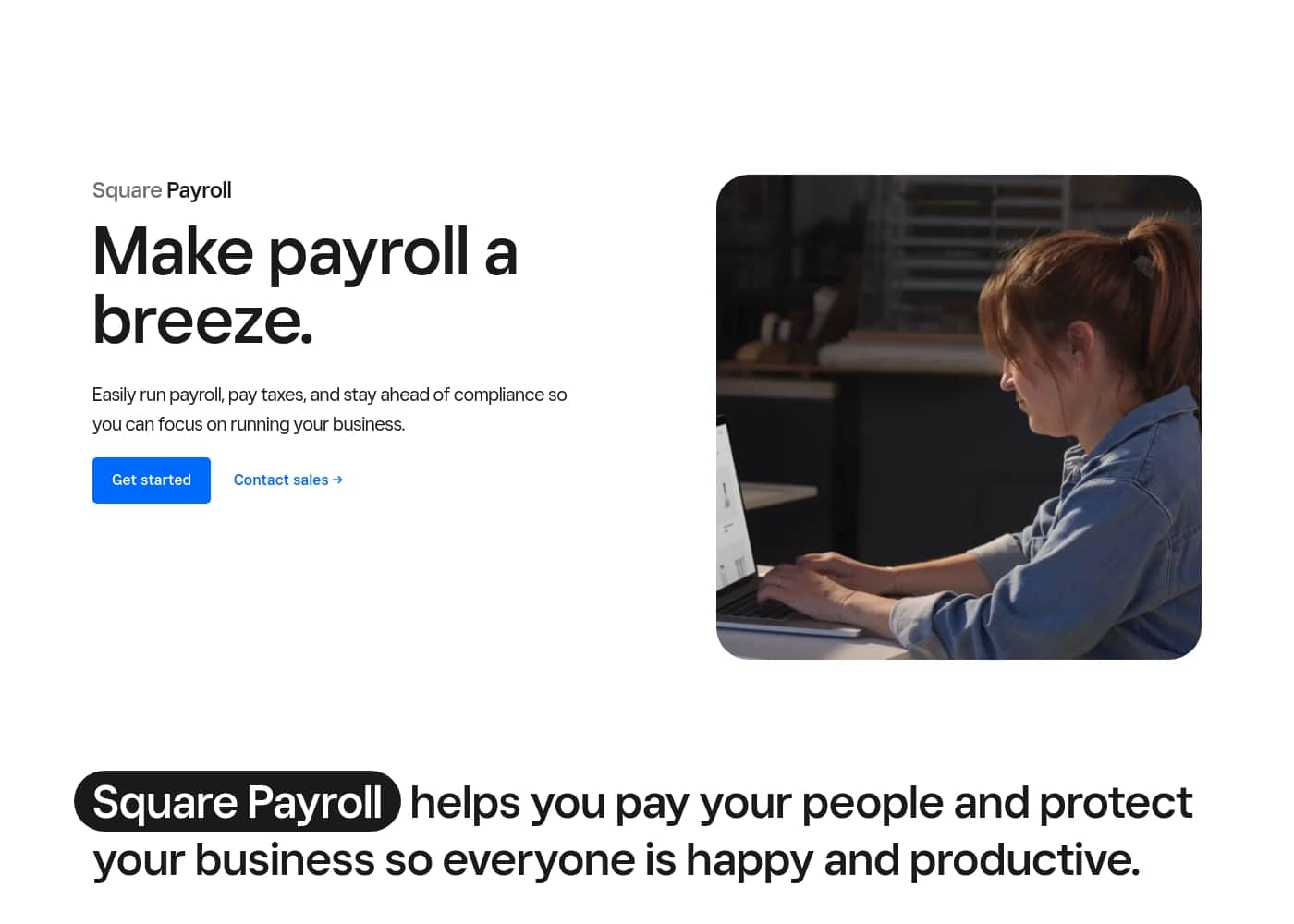 Square Payroll 홈페이지 스크린샷