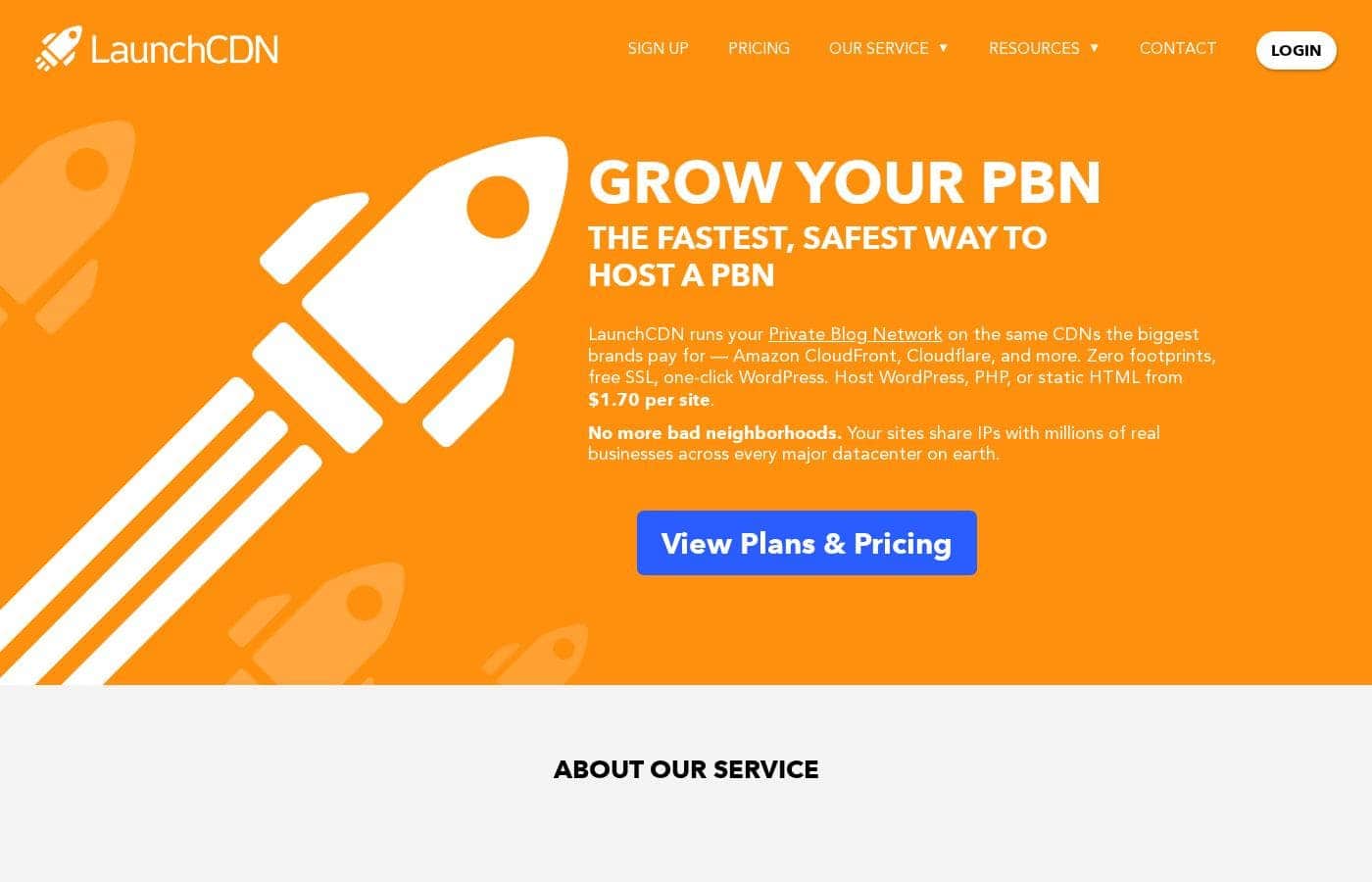 LaunchCDN homepage screenshot