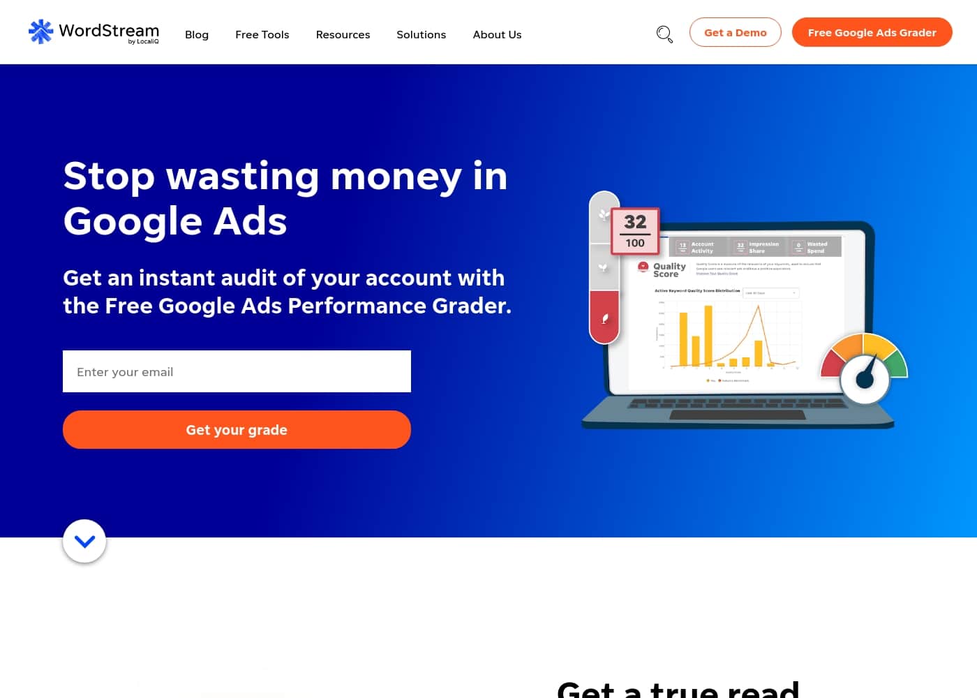 WordStream 홈페이지 스크린샷