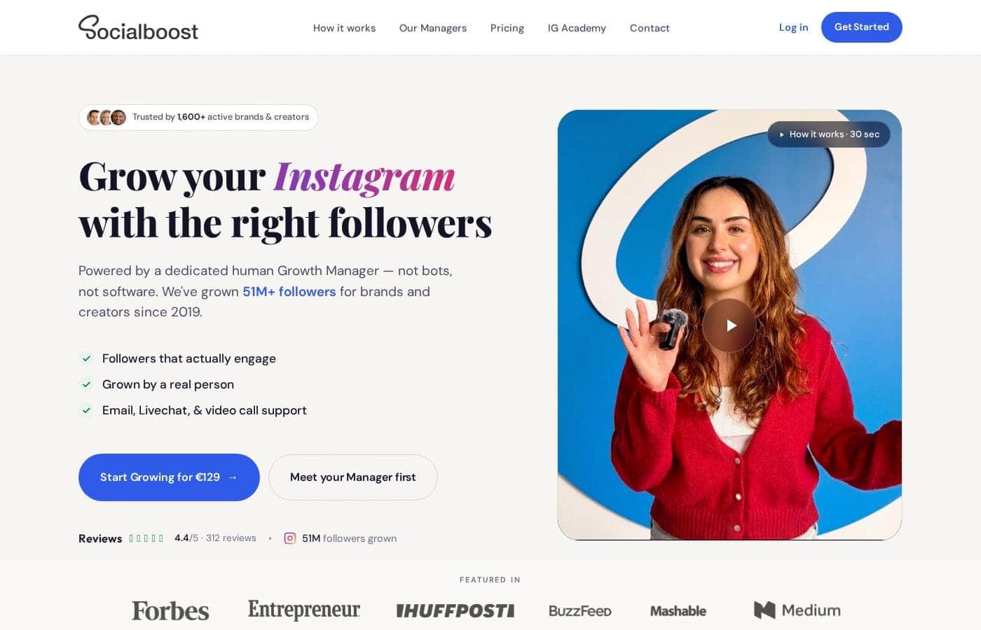Social Boost 홈페이지 스크린샷