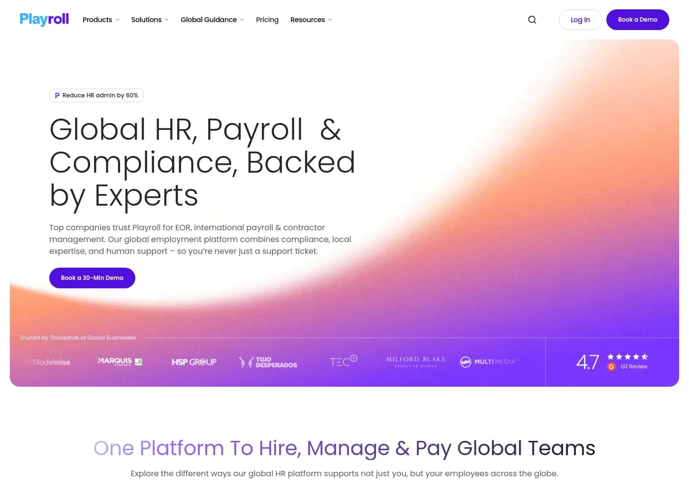 Playroll homepage screenshot