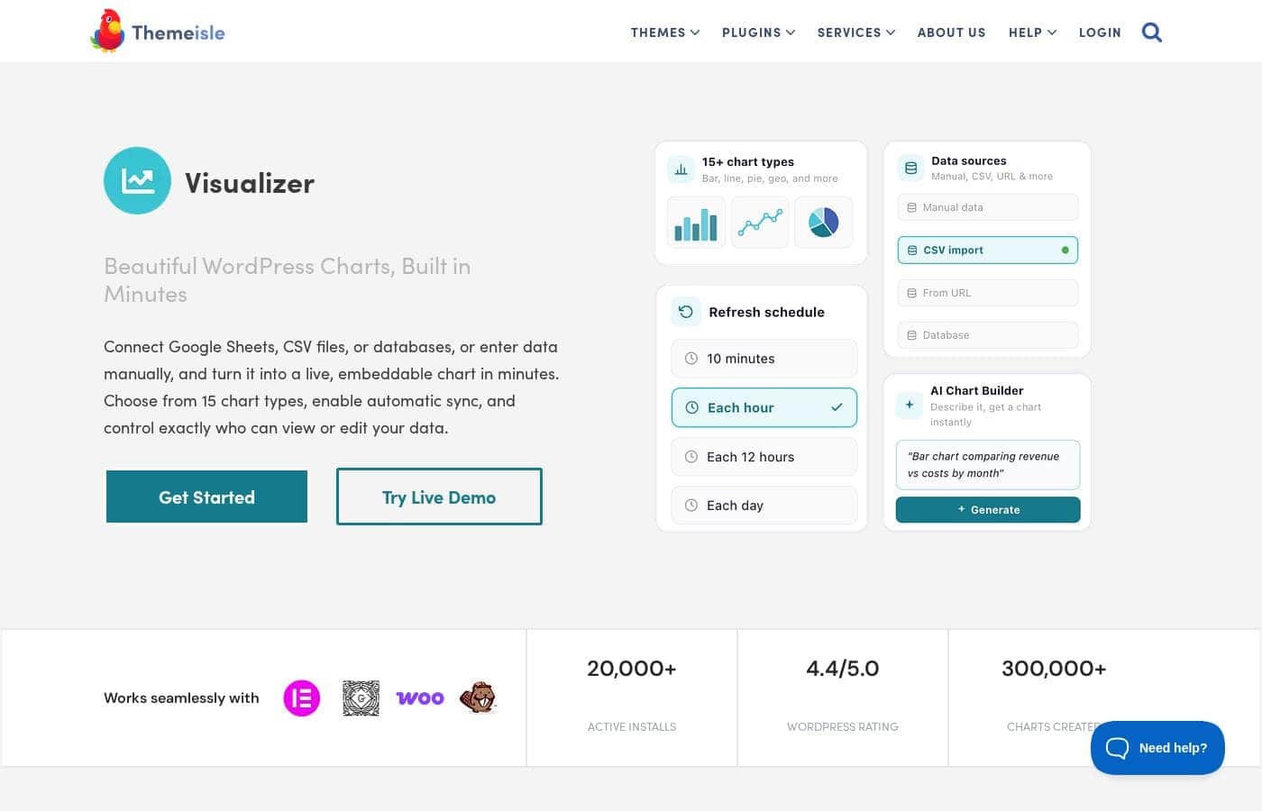 Screenshot della homepage di Visualizer