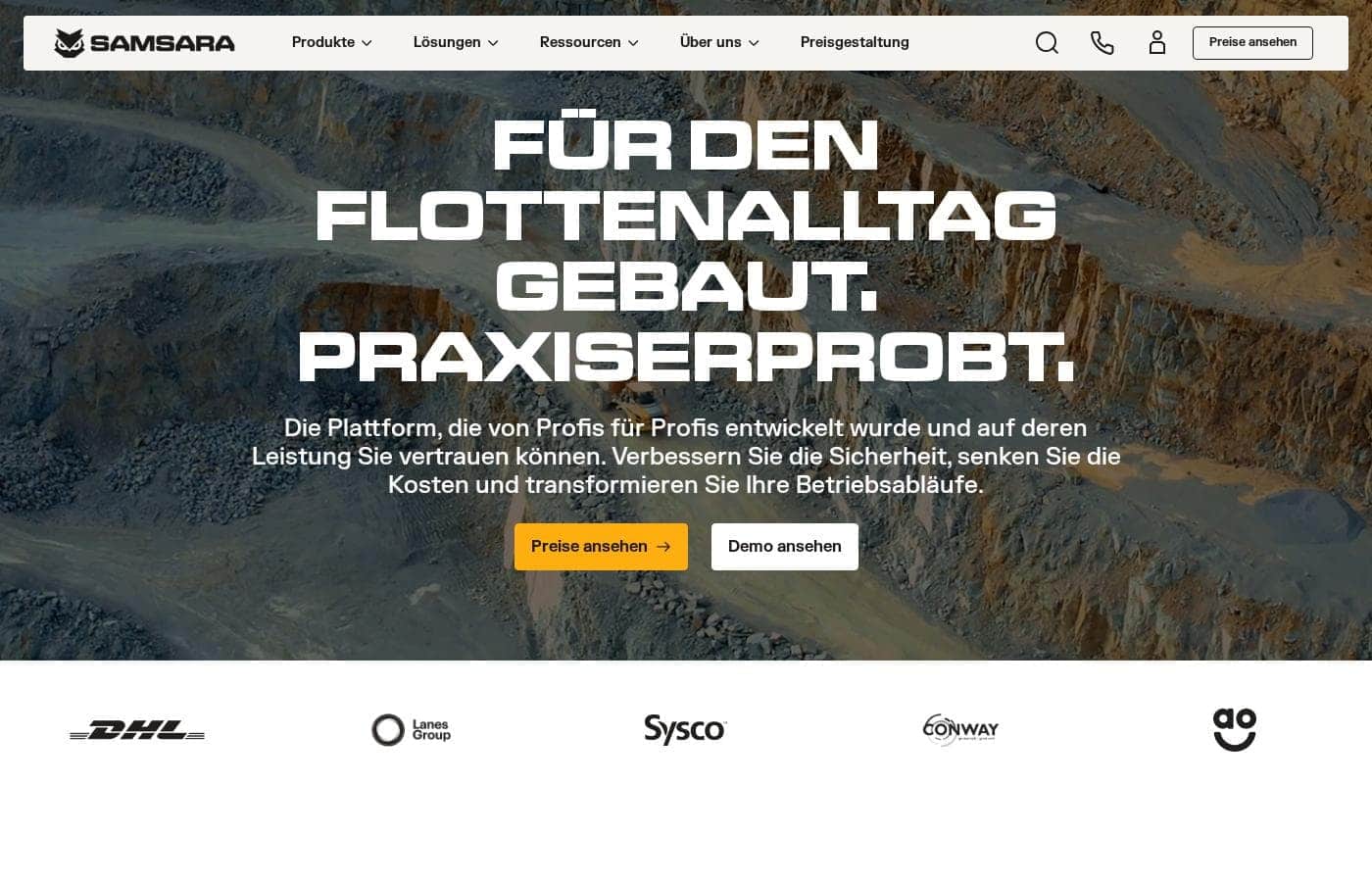 Samsara homepage screenshot