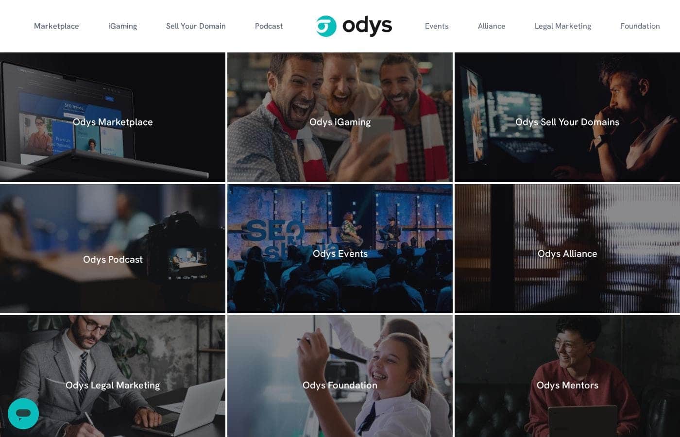 Odys homepage screenshot
