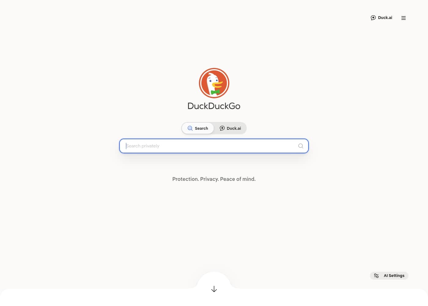 DuckDuckGo homepage screenshot