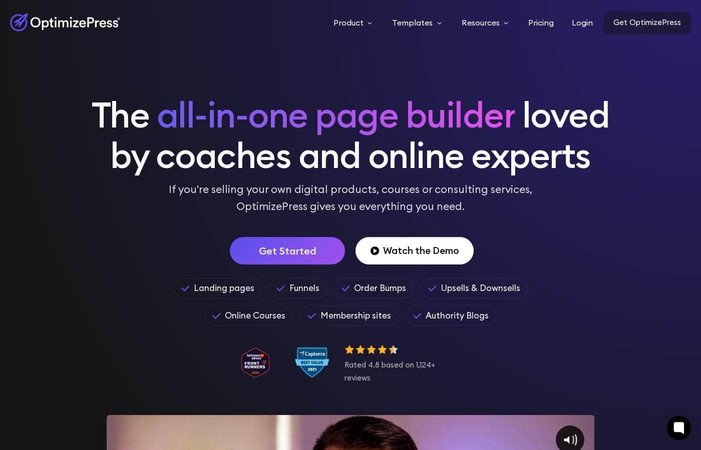 OptimizePress homepage screenshot