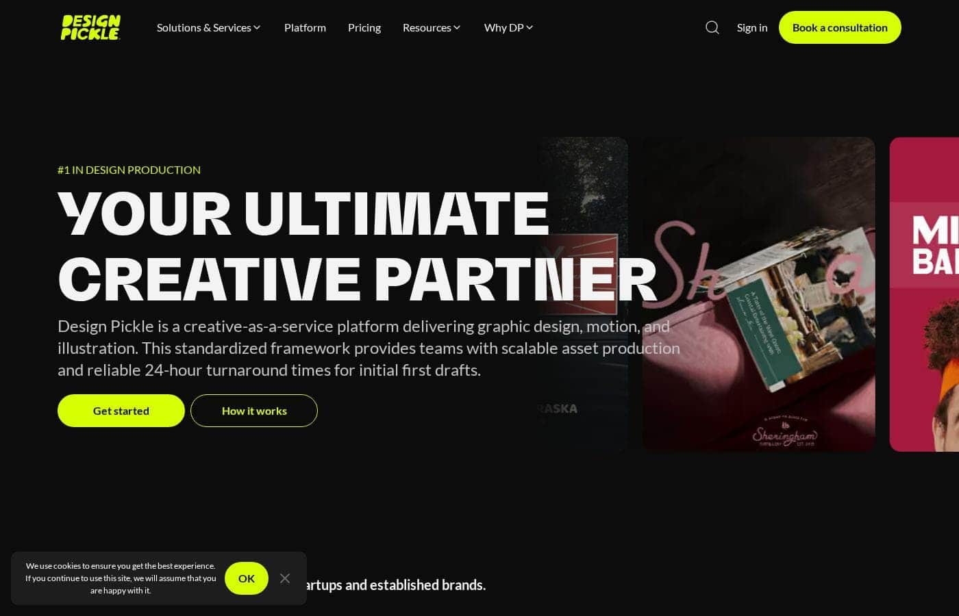 Screenshot della homepage di Design Pickle