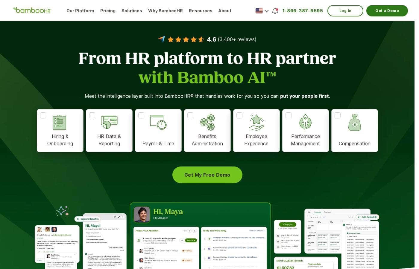 Скриншот главной страницы BambooHR