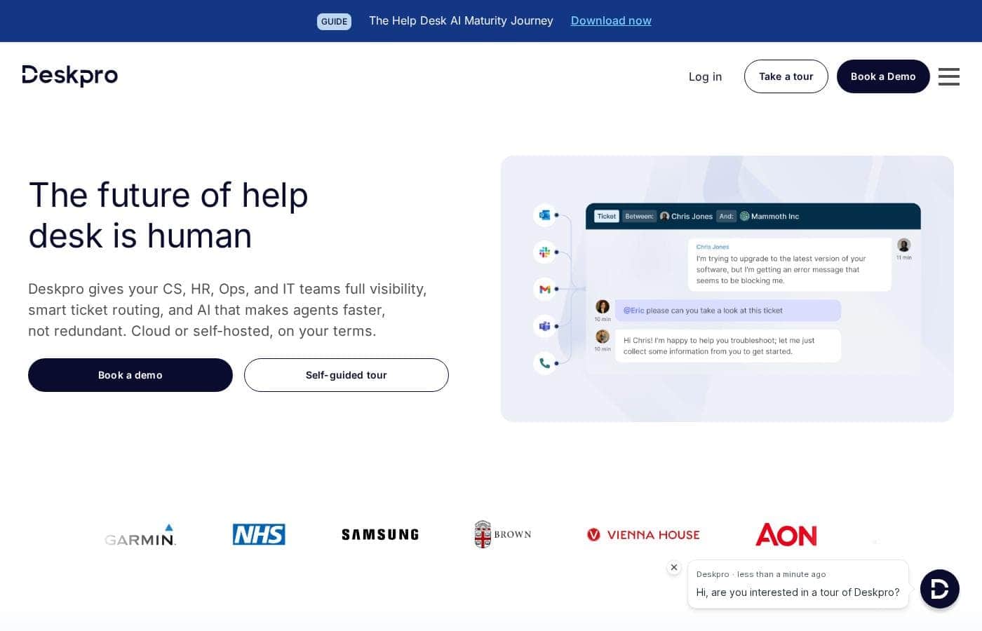 Deskpro 홈페이지 스크린샷