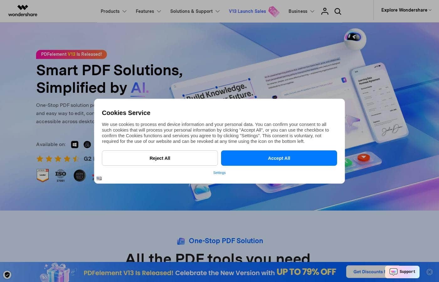 PDFelement homepage screenshot
