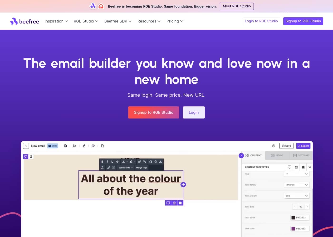 Beefree (Email & Landing Page Builder) homepage screenshot