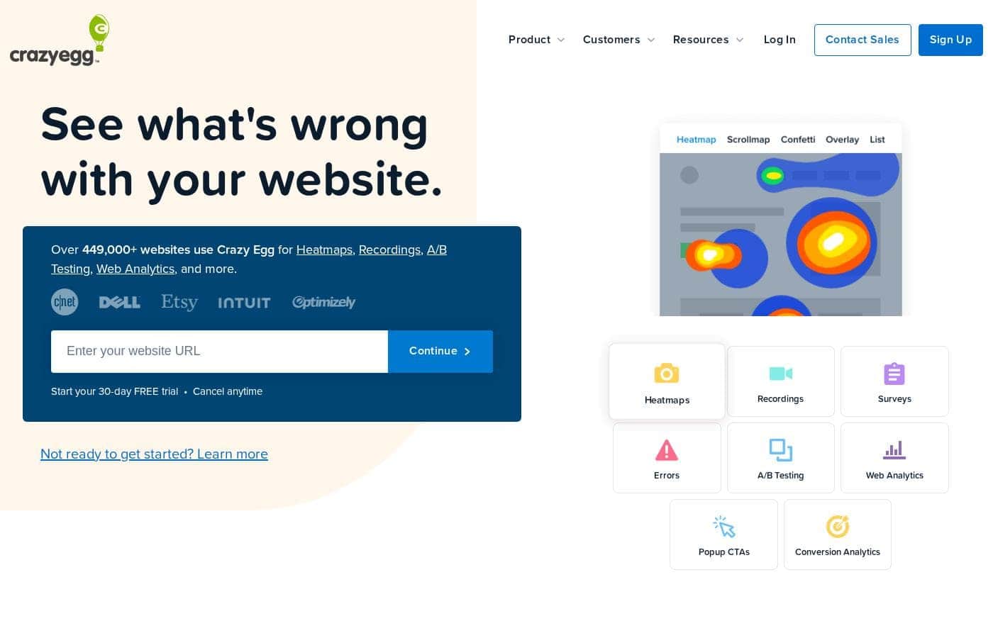 Crazyegg homepage screenshot