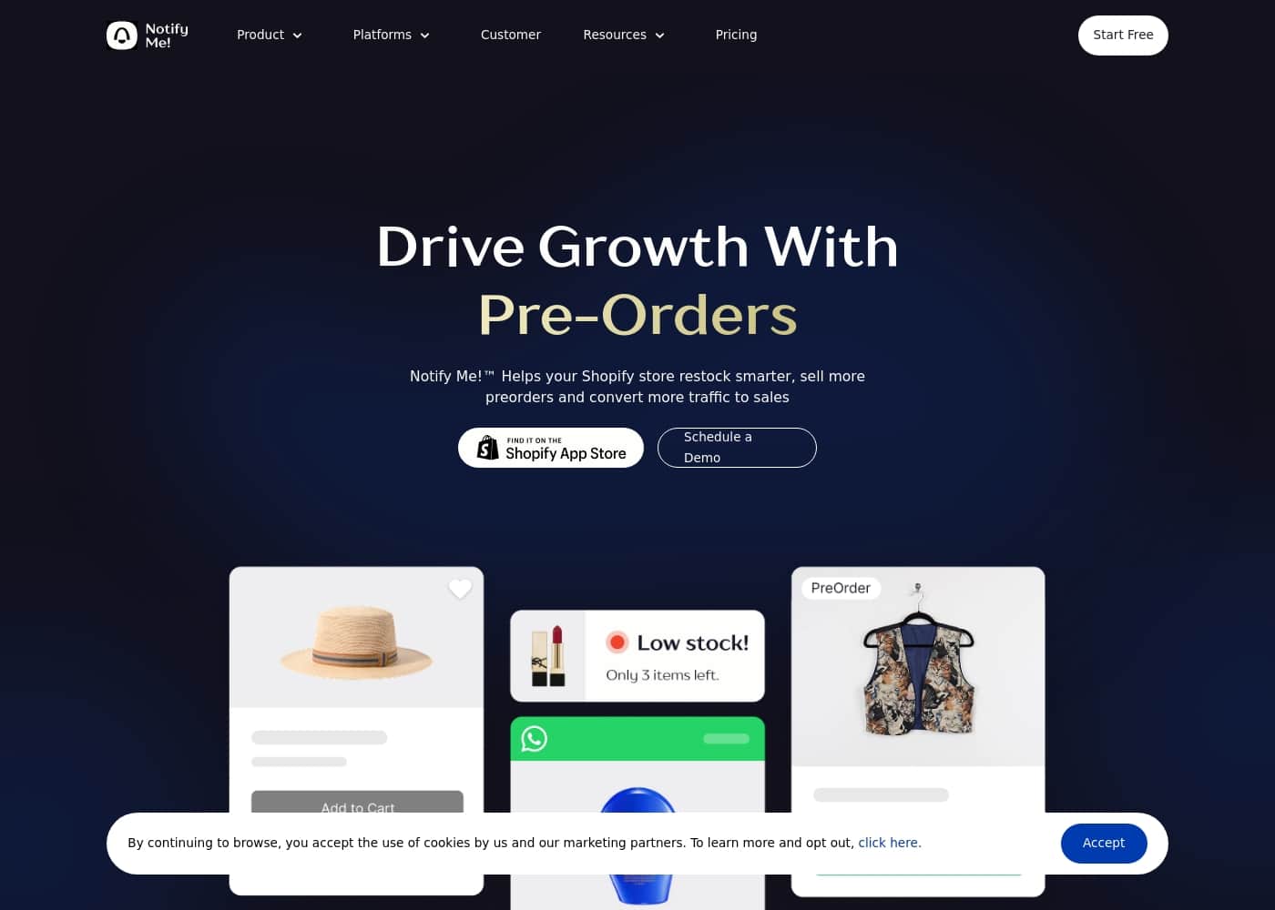 Notify Me homepage screenshot
