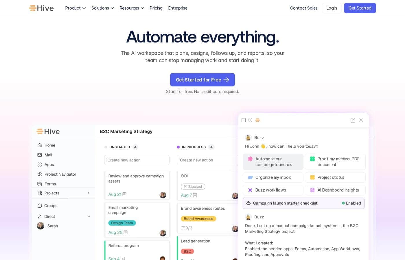 Hive Homepage-Screenshot
