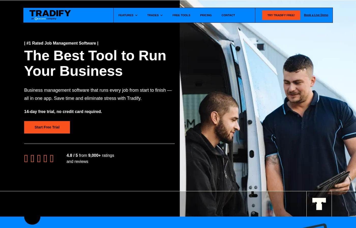 Tradify homepage screenshot
