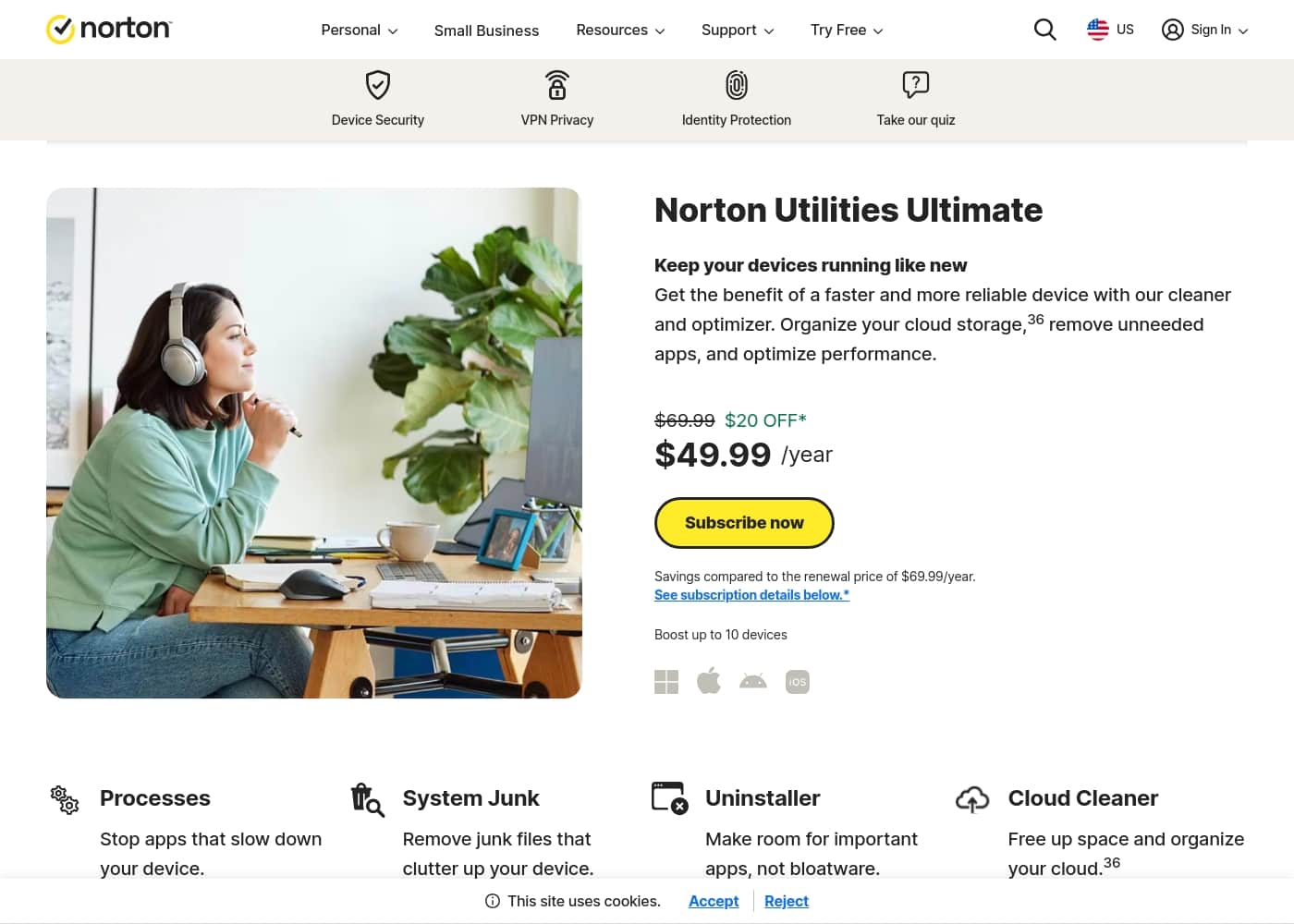 Norton Utilities Ultimateのホームページスクリーンショット