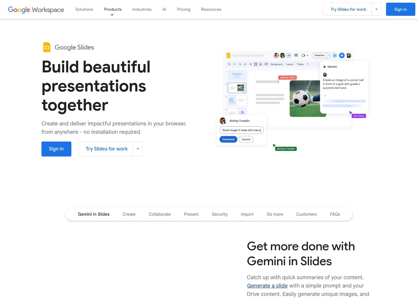 Google Slides homepage screenshot