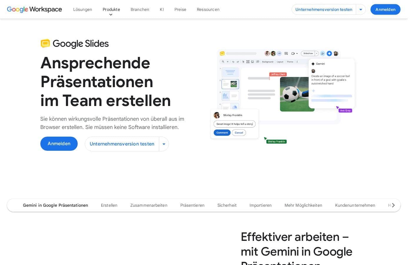 Google Slides pricing page screenshot