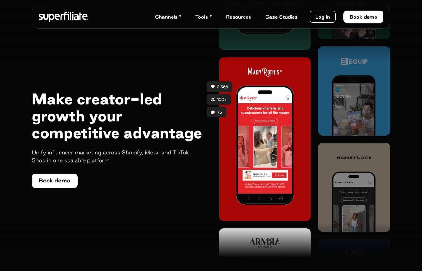 Superfiliate Homepage-Screenshot