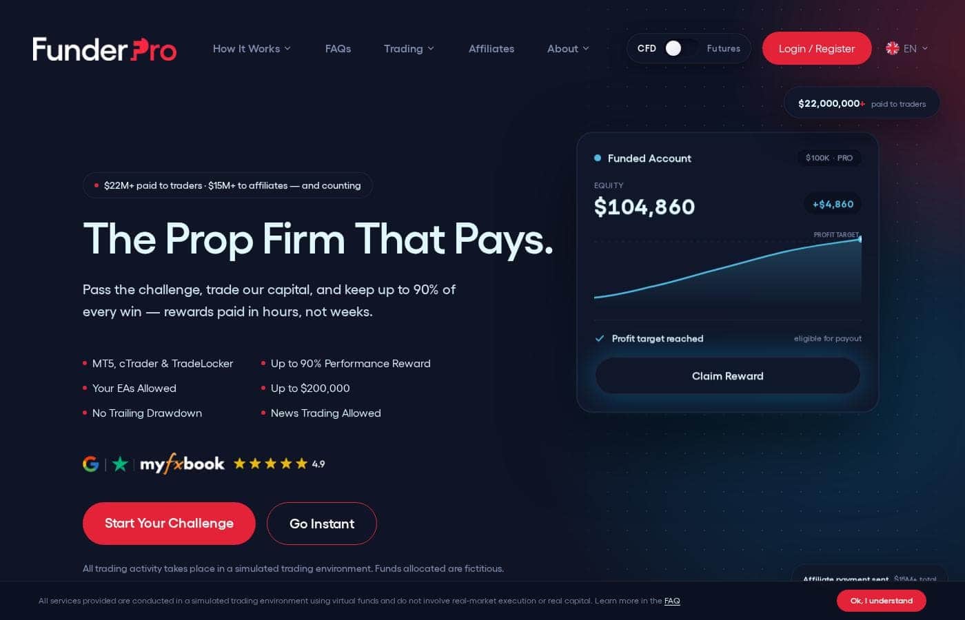 FunderPro homepage screenshot