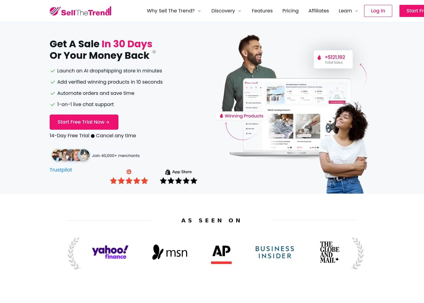 Sell The Trend homepage screenshot