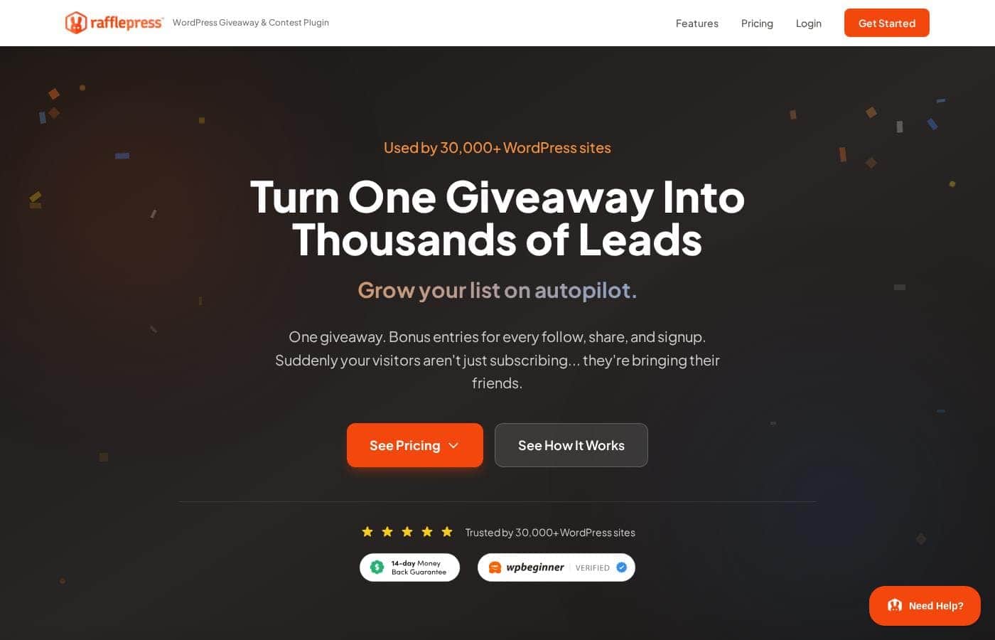 RafflePress pricing page screenshot