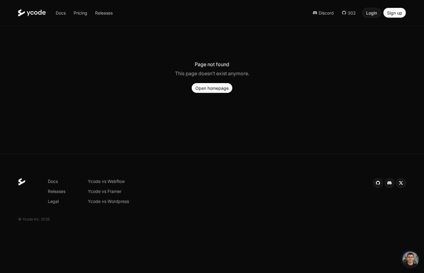 ภาพหน้าจอหน้าราคาของ Ycode
